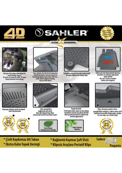 Toyota Corolla 2013-2018 4.5d Havuzlu Paspas modelleri