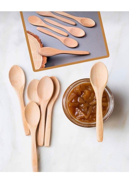 6'lı 12 cm Mini Ahşap Kaşık