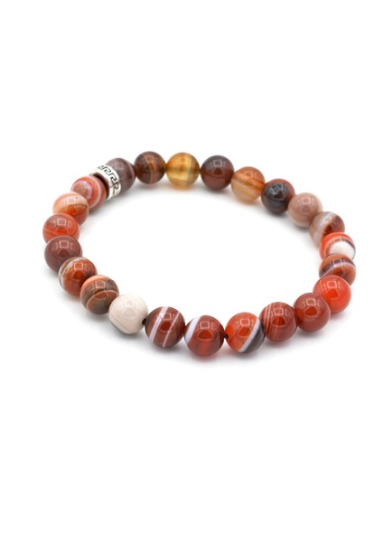 Hakiki Doğal Çizgili Kırmızı Akik Bileklik