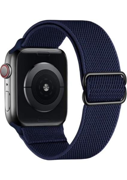 Yeni Nesil Apple Saat Band 42-44 mm Ayarlanabilir Elastik Solo Döngü Kordon - Lacivert