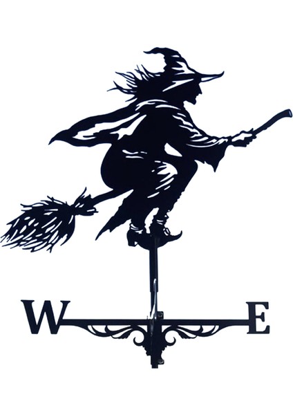 Metal Cadı Şekli Weathervane Çatı Montaj Hava Kanadı Bahçe Çiftliği Süsleme (Yurt Dışından)