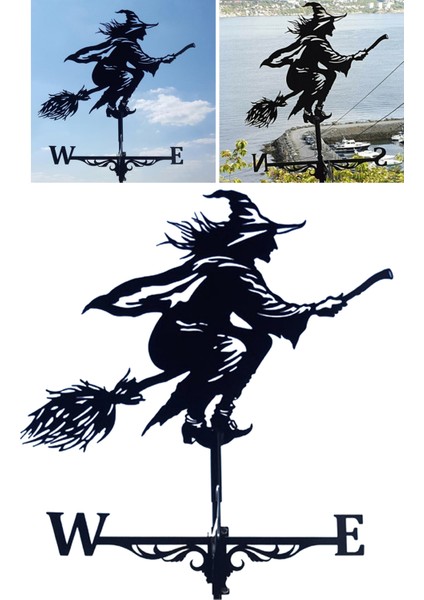 Metal Cadı Şekli Weathervane Çatı Montaj Hava Kanadı Bahçe Çiftliği Süsleme (Yurt Dışından) modelleri