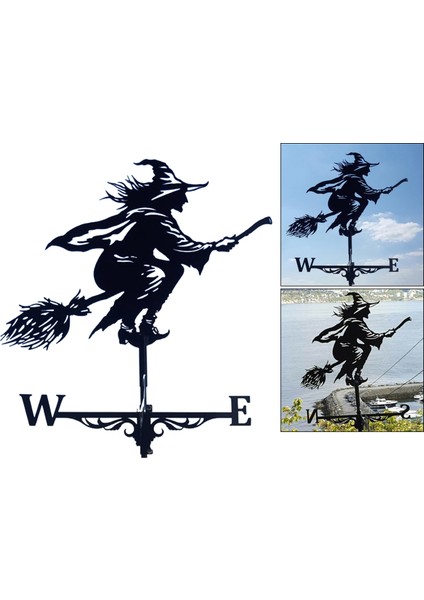 Metal Cadı Şekli Weathervane Çatı Montaj Hava Kanadı Bahçe Çiftliği Süsleme (Yurt Dışından) indirimleri