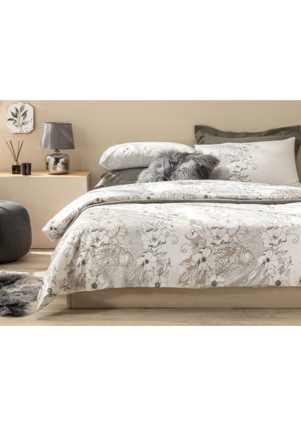Florent Pamuk Tek Kişilik Nevresim Takımı 160 x 220 cm Gri