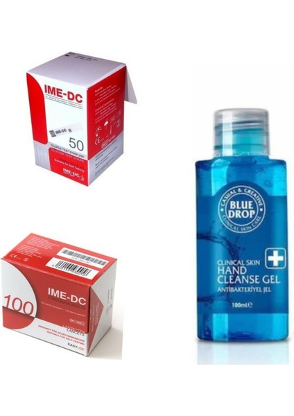 Şeker Strip Çubuğu 50 Adet + Ime Dc Lanset 100 Adet (Blue Drop El Dezenfektanı Hediyeli)