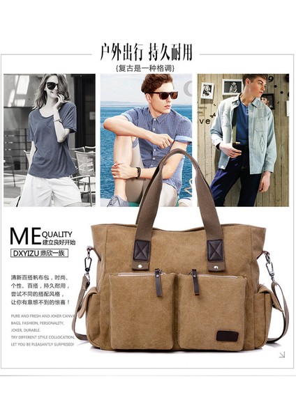 Çok Cepli Pamuklu Kanvas Omuz Çantası Düz Renk Haki (Yurt Dışından) indirimleri