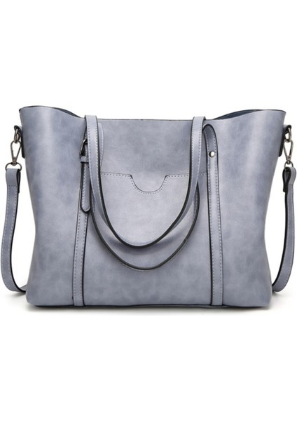 Kadın Büyük Kapasiteli Omuz Çantası Taşınabilir 8 Renk Mavi (Yurt Dışından)