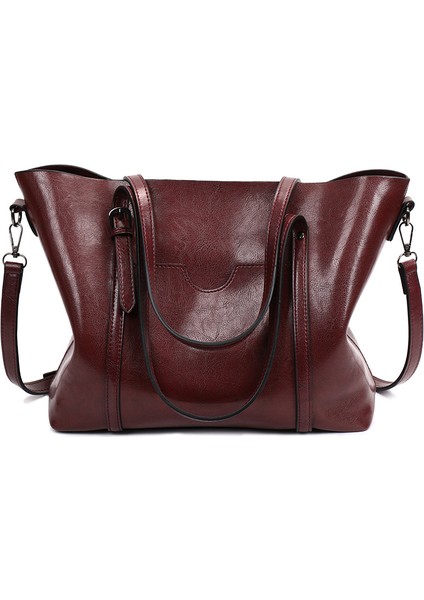 Kadın Büyük Kapasiteli Omuz Çantası Taşınabilir 8 Renk Kahverengi (Yurt Dışından)