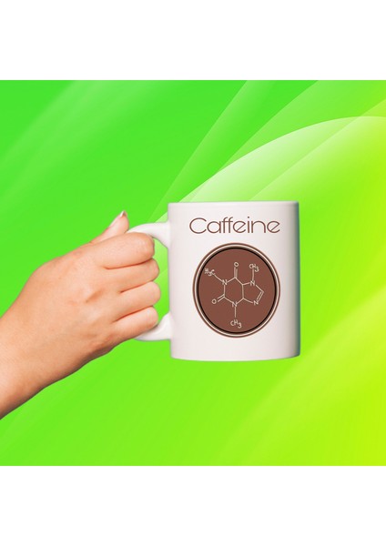 Caffeine Baskılı Beyaz Porselen Kupa
