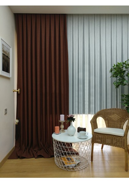 Düz Renk Seyrek Pileli Tek Kanat 50 x 240 cm.