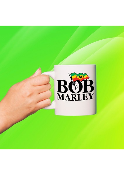 Bobmarley Baskılı Beyaz Porselen Kupa