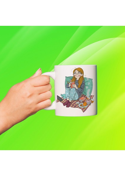 Kahvezamanı Baskılı Beyaz Kupa