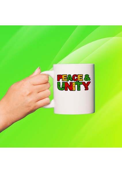 Peaceandunity Baskılı Beyaz Porselen Kupa