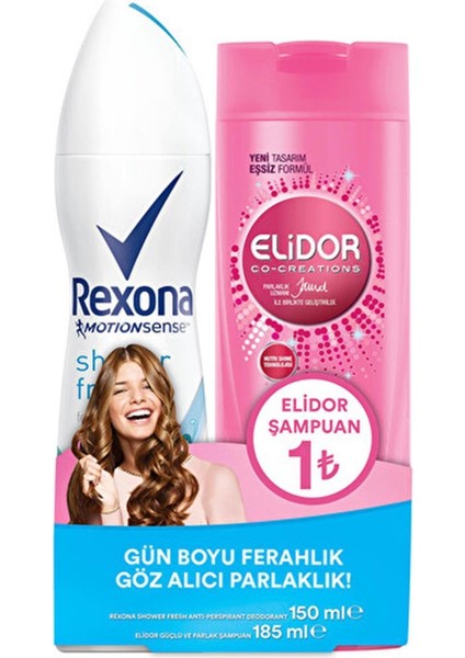 Shower Fresh Deodorant + Elidor 185 ml Şampuan Deodorant