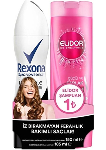 Deodorant + Elidor Güçlü ve Parlak Saçlar Için Şampuan 185 ml Deodorant