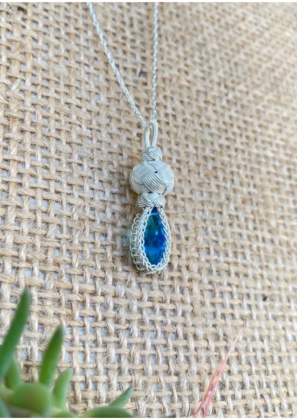 Turkuaz Taşlı Gümüş Kazaziye Kolye