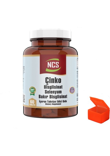 Çinko Zinc Selenyum Bakır 60 Tablets + Hap Kutusu