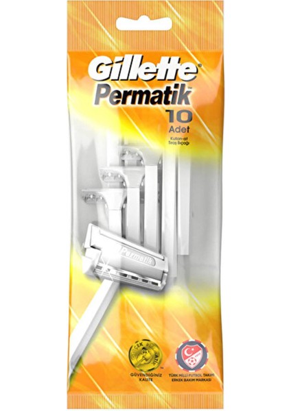 Gillette Permatik Permatik   Permatik Kullan At Tıraş Bıçağı 10'lu  Tıraş Bıçağı