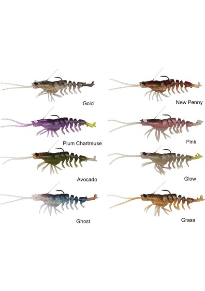 3D Shrimp Weedless 9 cm 7 gr Suni Yem Plum Chartreuse