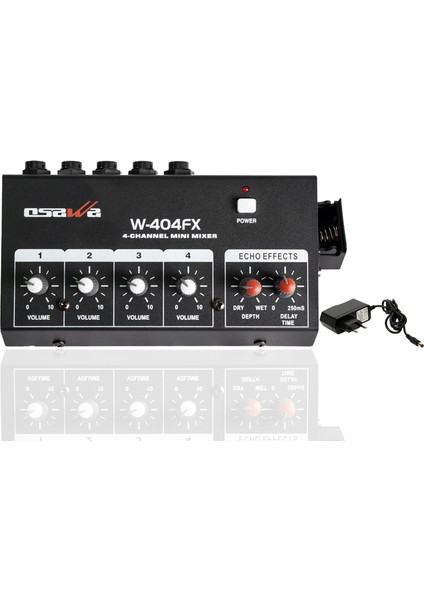 W-404FX Mik Giriş-1 Line Çıkış Ekolu Mik Çoğaltıcı 4 Kanal Mını Mıxer 20 Db Adaptörlü