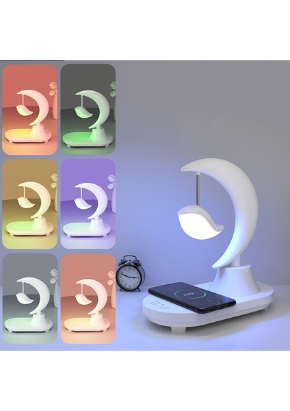 Bluetooth Hoparlör Gece Lambası Kablosuz Şarj Beyaz (Yurt Dışından)