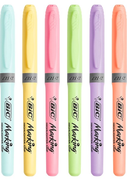 Kalem Tipi Fosforlu Kalem Pastel Renk 6'lı