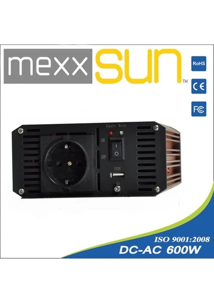 12 V Volt 600 Watt Tam Sinüs Inverter Mexxsun