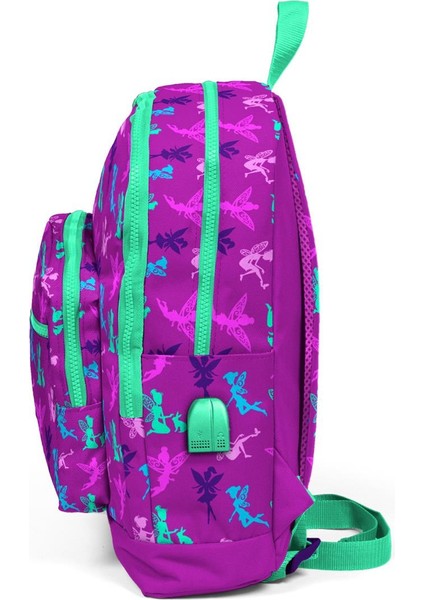 Kids Koyu Pembe Peri Desenli USB Şarjlı Kulaklık Çıkışlı Okul Sırt Çantası 23274 fiyatları