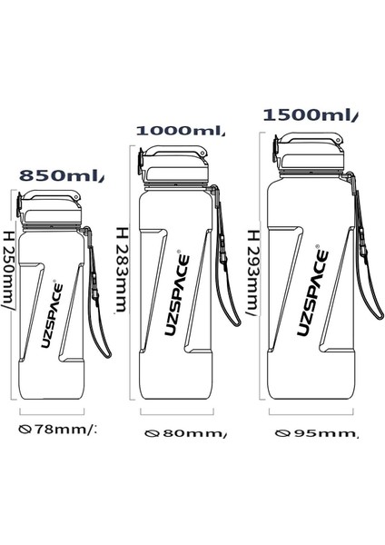 Pipetli Büyük Boy- Tritan Su Matarası 1000 ml