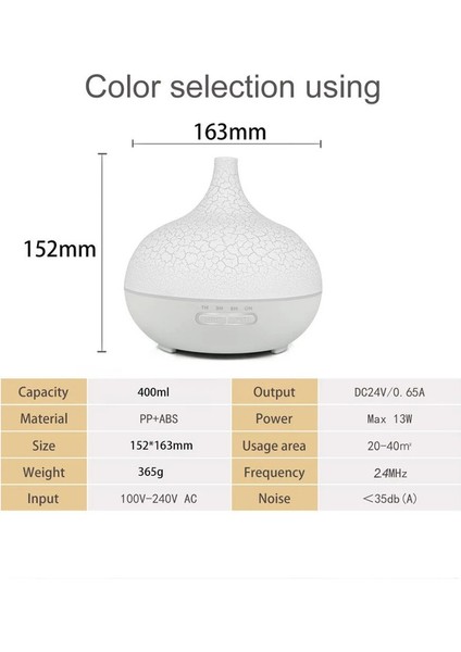 400 ml Aromaterapi Uçucu Yağ Difüzörü (Yurt Dışından)