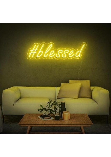 Blessed Neon Duvar Yazısı Dekoratif Duvar Aydinlatmasi Gece Lambası
