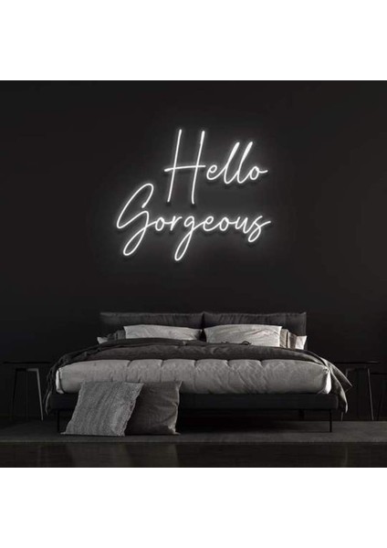 Hello Gorgeous Neon Duvar Yazısı Dekoratif Duvar Aydinlatmasi Gece Lambası