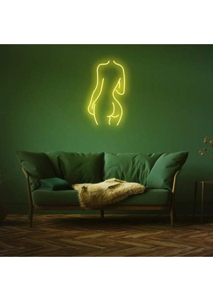 Kadın Arka Siluet Neon Duvar Yazısı Dekoratif Duvar Aydinlatmasi Gece Lambası