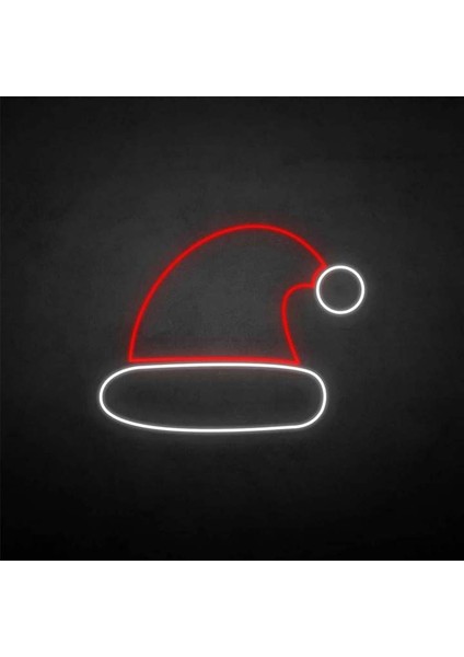 Noel Şapkası Yılbaşı Neon Duvar Yazısı Dekoratif Duvar Aydinlatmasi Gece Lambası