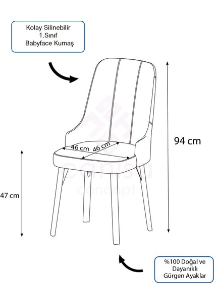 Concept Enoa Serisi , 4 Adet Sandalye, Beyaz Gürgen Ayak