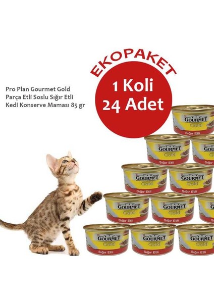 Gold Parça Sığır Etli Kedi Konservesi 24'lü