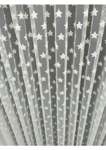 Tül Perde Yıldız Desenli Kaliteli Perde Aynı Gün Kargoda! 1x2.5 Orta Pileli modelleri