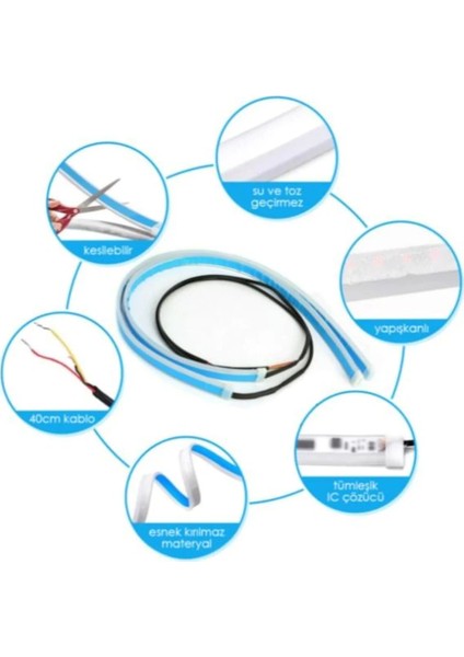 Far Üstü Kayar LED Selamlamalı Sinyalli 60 cm Beyaz ve Turuncu Renk modelleri