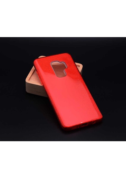 - Samsung Galaxy S9 Plus - Kılıf Simli Koruyucu Shining Silikon - Kırmızı - T1808
