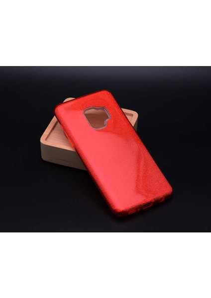- Samsung Galaxy S9 - Kılıf Simli Koruyucu Shining Silikon - Kırmızı - T1807
