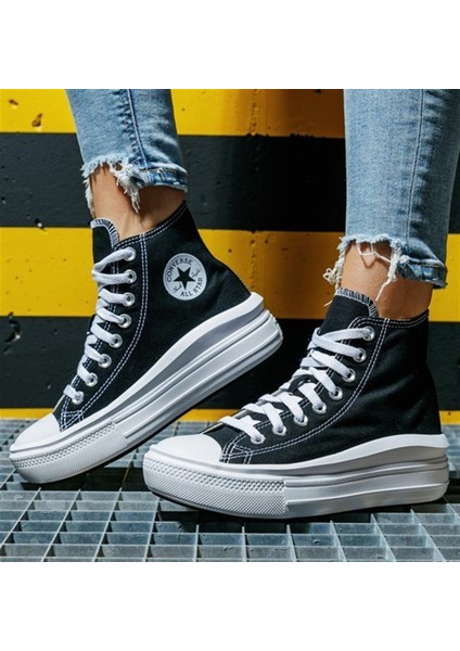 All Star Move Hi Siyah Beyaz Yüksek Taban Spor Ayakkabı 568497C V8