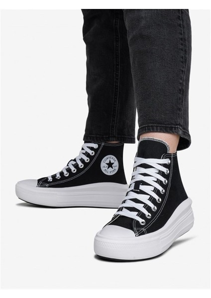 All Star Move Hi Siyah Beyaz Yüksek Taban Spor Ayakkabı 568497C V8