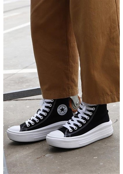 All Star Move Hi Siyah Beyaz Yüksek Taban Spor Ayakkabı 568497C V8