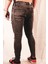 Açık Kahverengi Yırtık ve Fermuarlı Dar Paça Detaylı Slim Fit Jeans 1