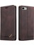 Apple iPhone Se 2020 / 6 / 6s / 7 / 8 Için Premium Vintage Pu Deri Kılıf Mat Cüzdan Çevirme Standı Kapağı Kahverengi (Yurt Dışından) 1