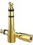 6.3 mm Stereo Erkek / 3.5 mm Stereo Dişi Sarı Metal Gold Jack Fiş Çevirici Arkası Ince 1