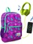 Kids Koyu Pembe Peri Desenli USB Şarjlı Kulaklık Çıkışlı Okul Sırt Çantası 23274 1