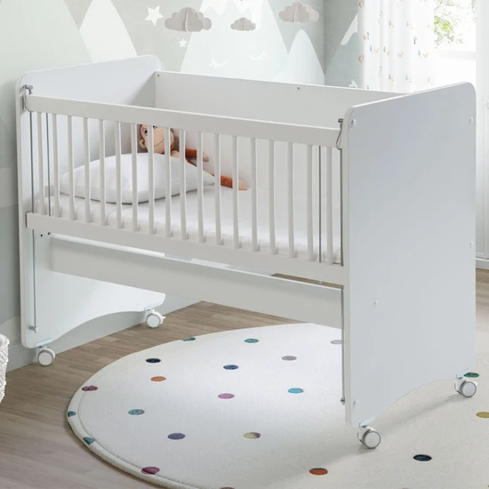 Baby When BW1060 - Pratik Tekerlekli Anne Yanı Beşik 60 x 120 Beyaz