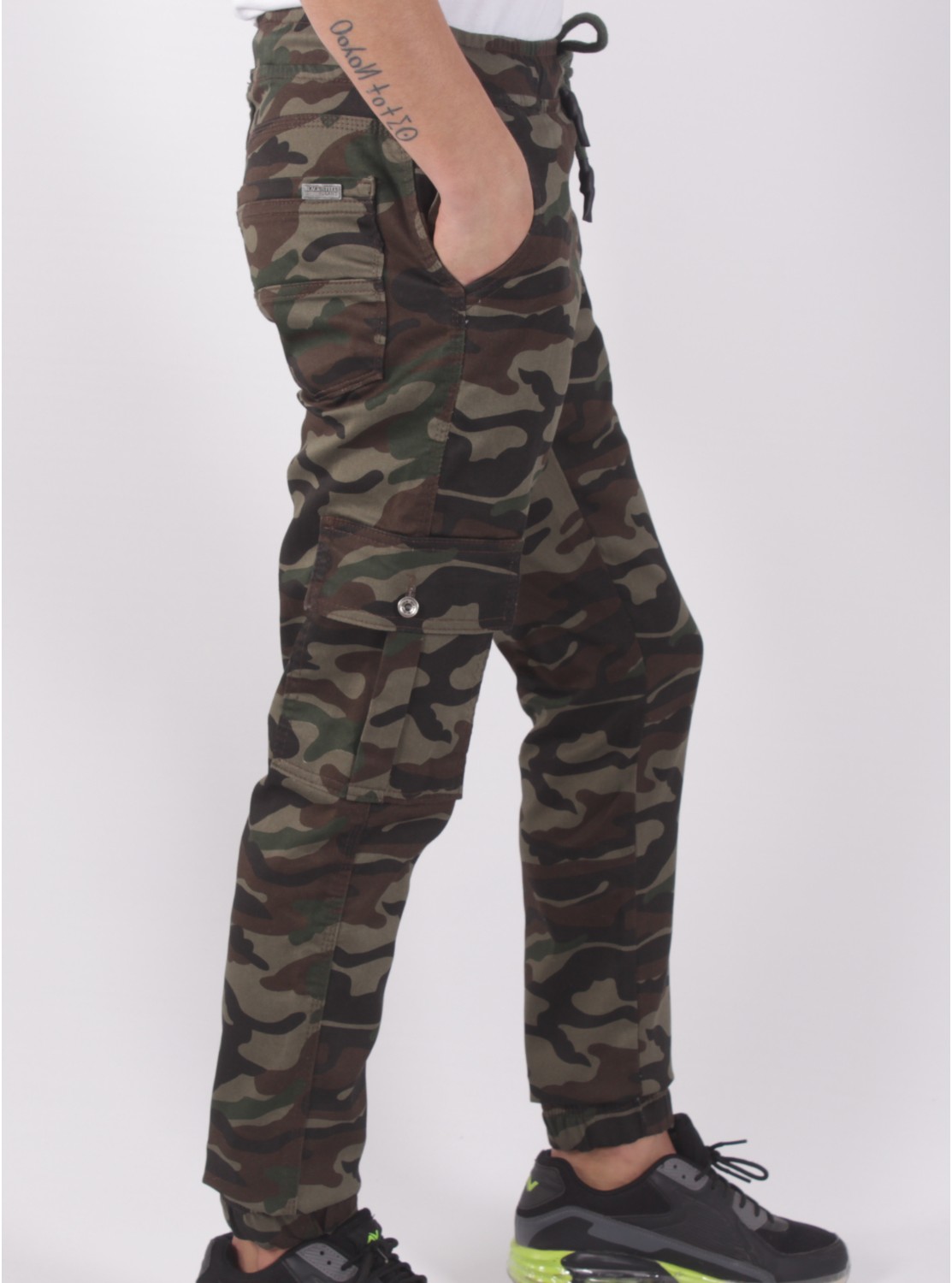 Black Steel Slim Fit,bel ve Paça Lastikli,kargo Cepli Kamuflaj Desen PANTOLON-91000 görsel 6
