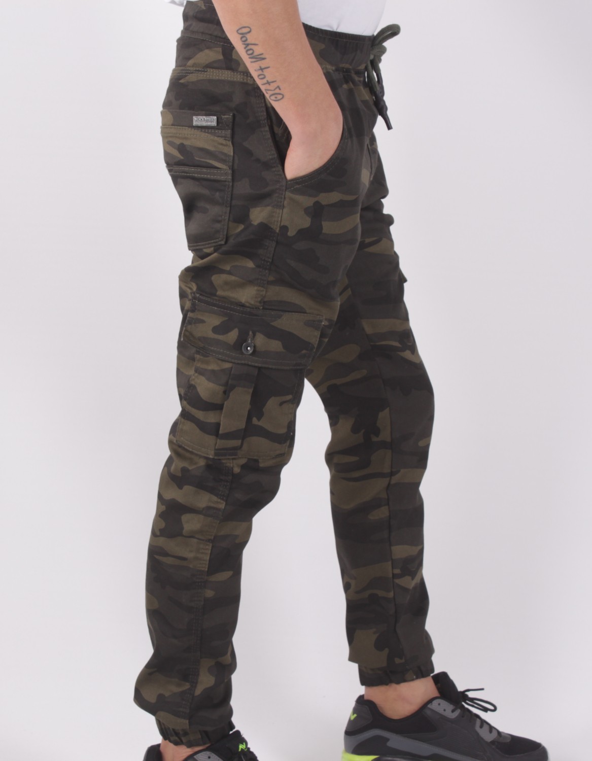Black Steel Slim Fit,bel ve Paça Lastikli,kargo Cepli Kamuflaj Desen PANTOLON-91000 görsel 4